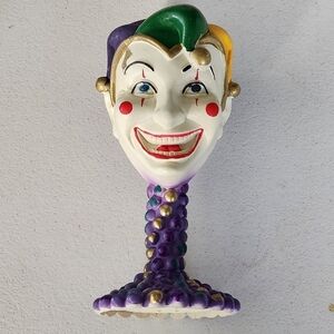 Vintage Mardi Gras Joker Jester Clown Chalice Cup Goblet Rare htf